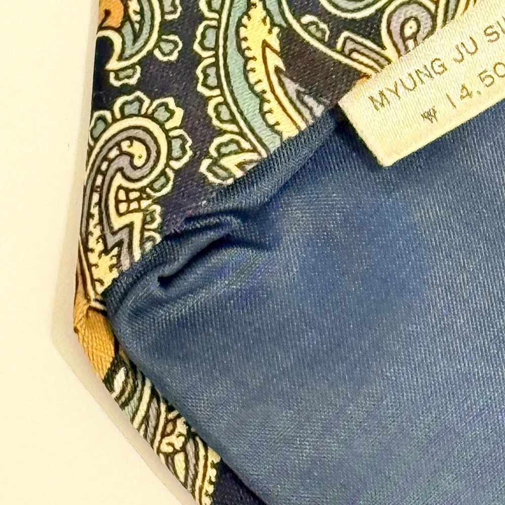 Mercedes Mickey Mouse Paisley Necktie Disney Character Navy Blue Silk Mens Tie